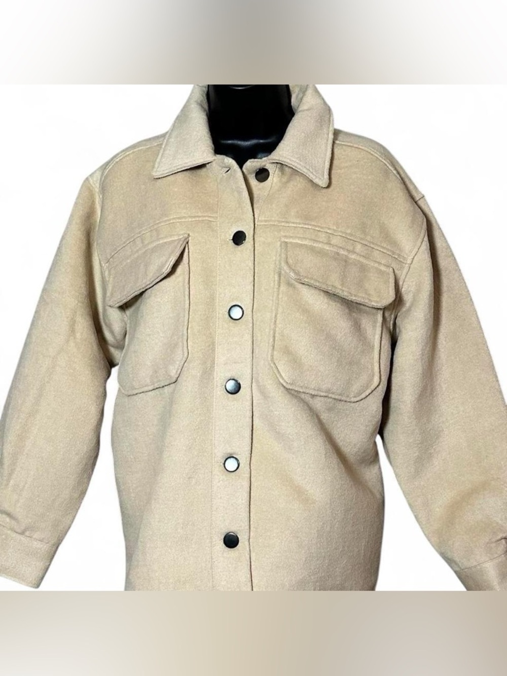 NWT Wheat Color Shacket Faux Wool